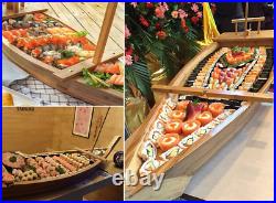 Wooden Sushi Boat Serving Tray, 31.5 Inch Sushi Plate for Restaurant Plates Comm